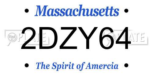 2DZY64 Massachusetts License Plate