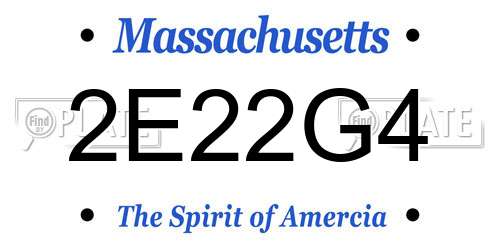 2E22G4 Massachusetts License Plate