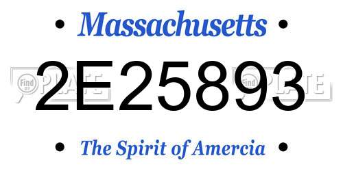 2E25893 Massachusetts License Plate