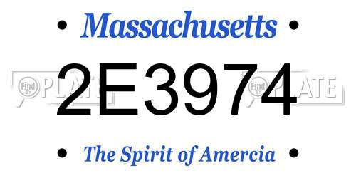 2E3974 Massachusetts License Plate
