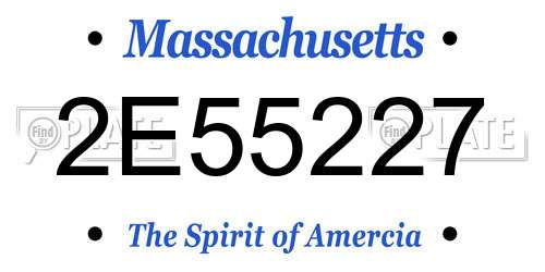2E55227 Massachusetts License Plate