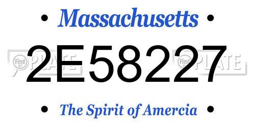 2E58227 Massachusetts License Plate