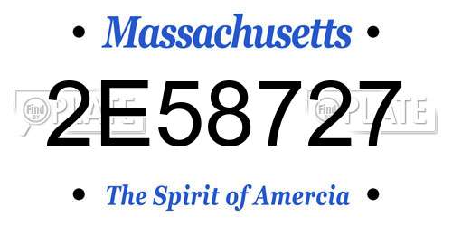 2E58727 Massachusetts License Plate