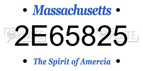 2E65825 Massachusetts License Plate