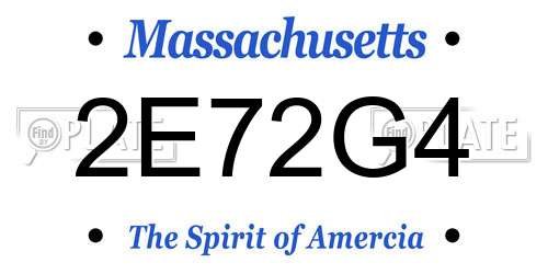 2E72G4 Massachusetts License Plate