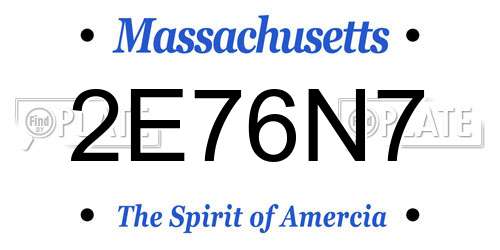 2E76N7 Massachusetts License Plate