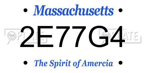 2E77G4 Massachusetts License Plate