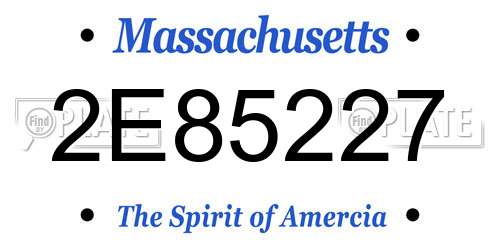 2E85227 Massachusetts License Plate