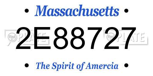2E88727 Massachusetts License Plate