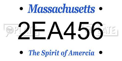 2EA456 Massachusetts License Plate