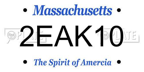 2EAK10 Massachusetts License Plate
