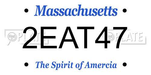 2EAT47 Massachusetts License Plate