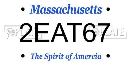 2EAT67 Massachusetts License Plate