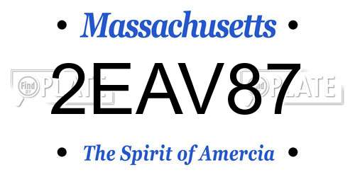 2EAV87 Massachusetts License Plate