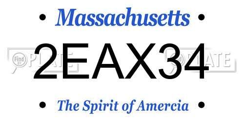 2EAX34 Massachusetts License Plate