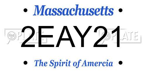 2EAY21 Massachusetts License Plate