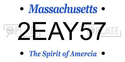 2EAY57 Massachusetts License Plate
