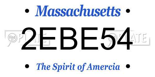 2EBE54 Massachusetts License Plate