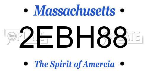 2EBH88 Massachusetts License Plate