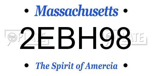 2EBH98 Massachusetts License Plate