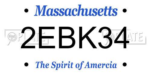 2EBK34 Massachusetts License Plate