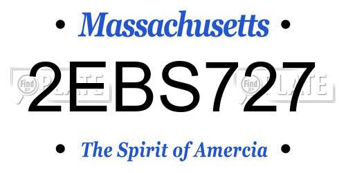 2EBS727 Massachusetts License Plate