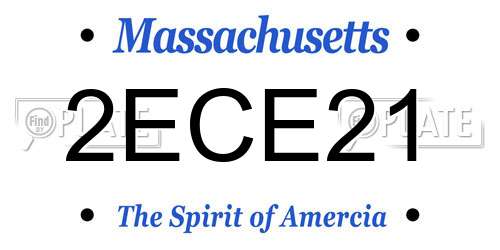 2ECE21 Massachusetts License Plate