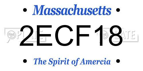 2ECF18 Massachusetts License Plate