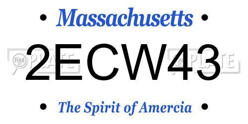 2ECW43 Massachusetts License Plate