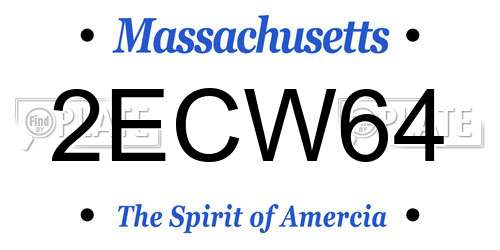 2ECW64 Massachusetts License Plate