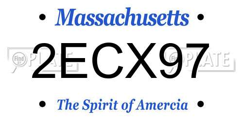 2ECX97 Massachusetts License Plate