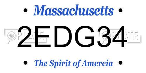 2EDG34 Massachusetts License Plate