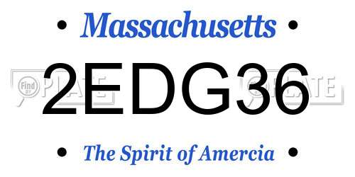 2EDG36 Massachusetts License Plate