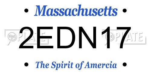 2EDN17 Massachusetts License Plate