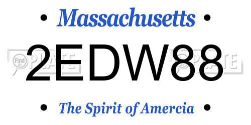 2EDW88 Massachusetts License Plate