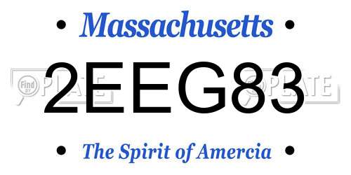 2EEG83 Massachusetts License Plate