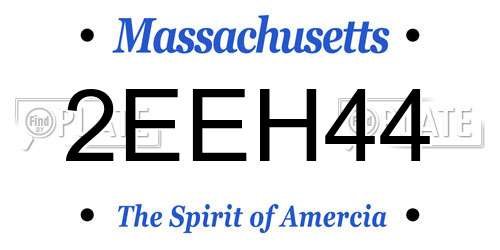 2EEH44 Massachusetts License Plate