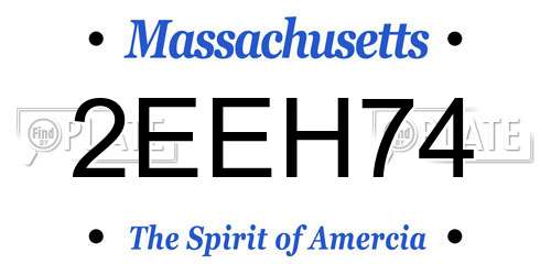 2EEH74 Massachusetts License Plate