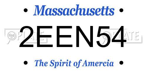 2EEN54 Massachusetts License Plate