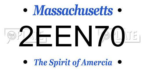 2EEN70 Massachusetts License Plate