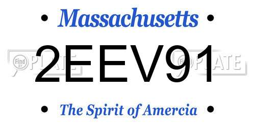 2EEV91 Massachusetts License Plate