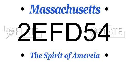 2EFD54 Massachusetts License Plate