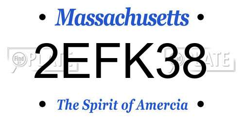 2EFK38 Massachusetts License Plate