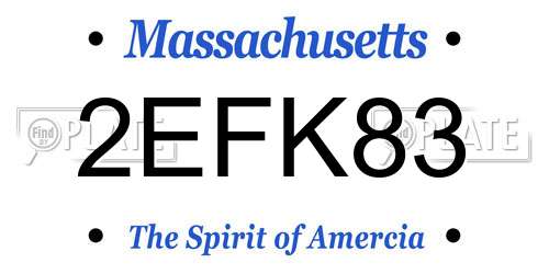 2EFK83 Massachusetts License Plate
