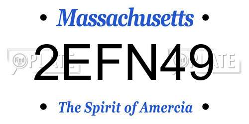 2EFN49 Massachusetts License Plate