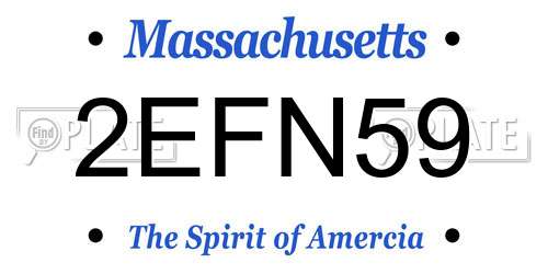2EFN59 Massachusetts License Plate