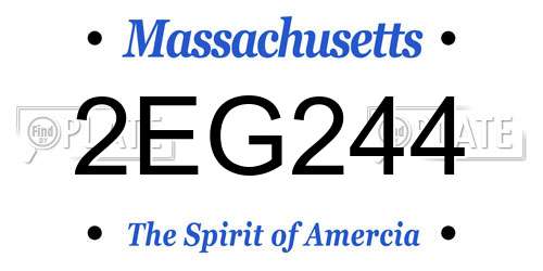 2EG244 Massachusetts License Plate