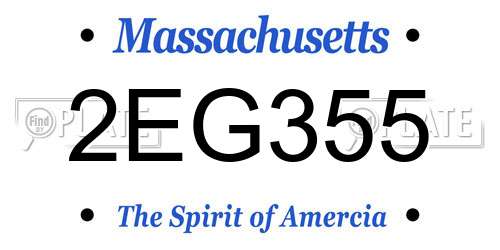 2EG355 Massachusetts License Plate