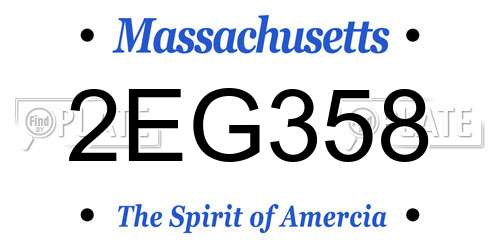 2EG358 Massachusetts License Plate
