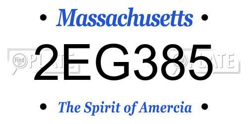 2EG385 Massachusetts License Plate